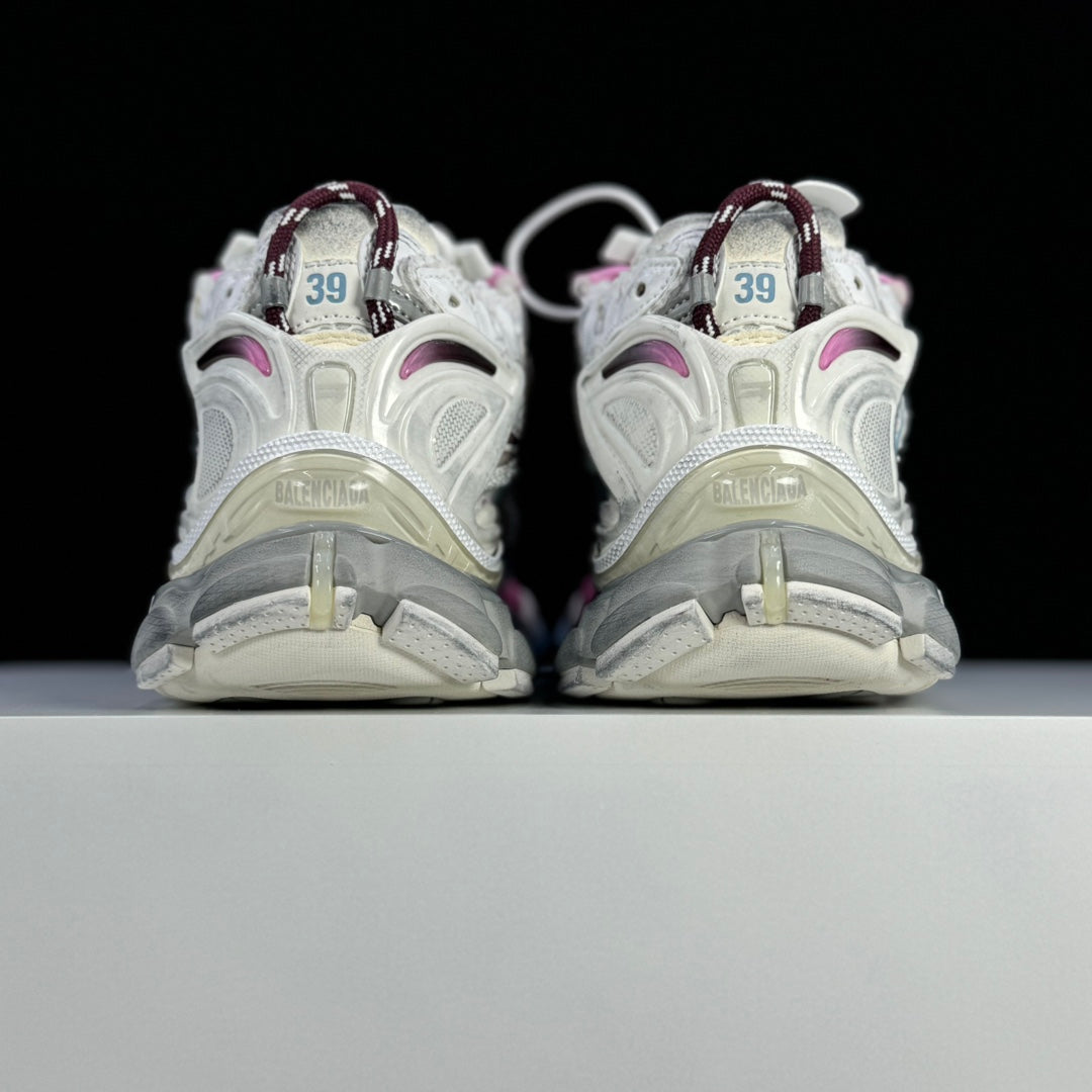 Runner Sneakers in White / Pink / Light Blue