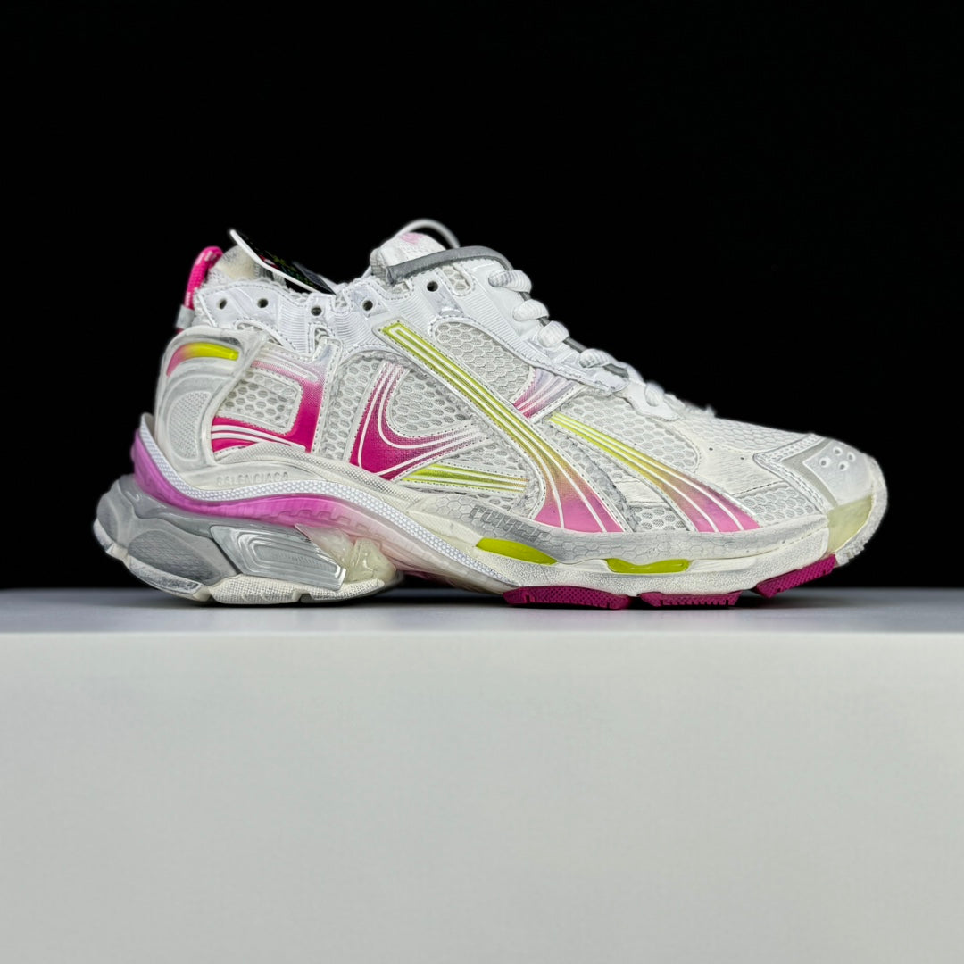 Runner Sneakers in White / Pink / Yellow
