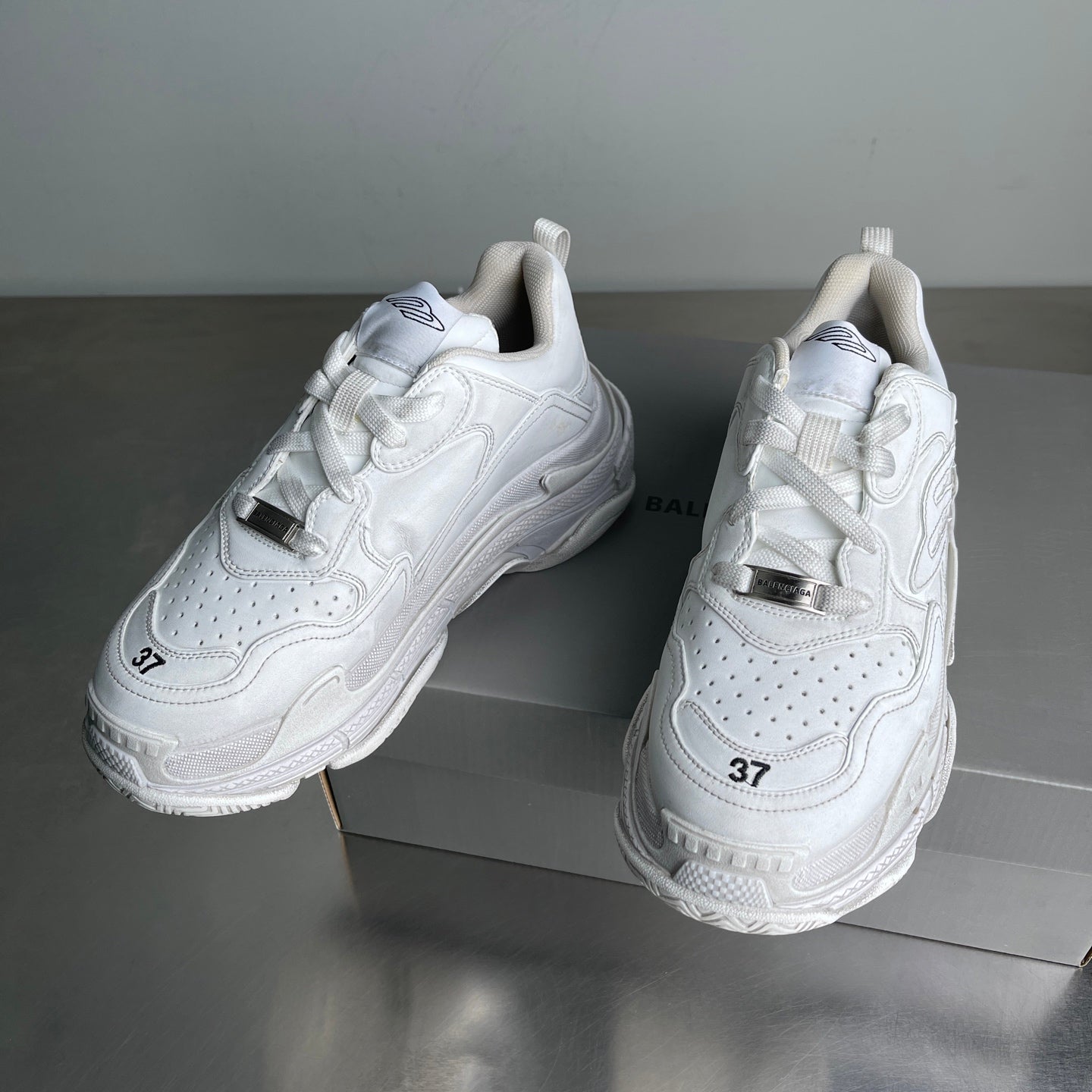Triple S Clear Sole Sneakers in White